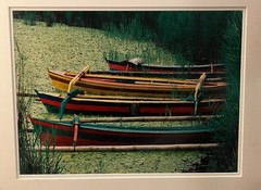 Original Signed Photograph Boats in Bali with Lily Pads by Robert Barab