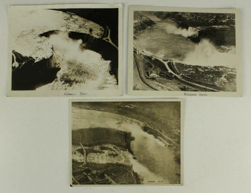Vintage 3PC Lot WWII Era US B&W Photos NIAGARA FALLS Aerial View 7.5″ X 9.5″