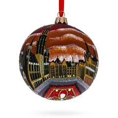 The Grand Place, Brussels, Belgium Glass Ball Christmas Ornament 4 Inches