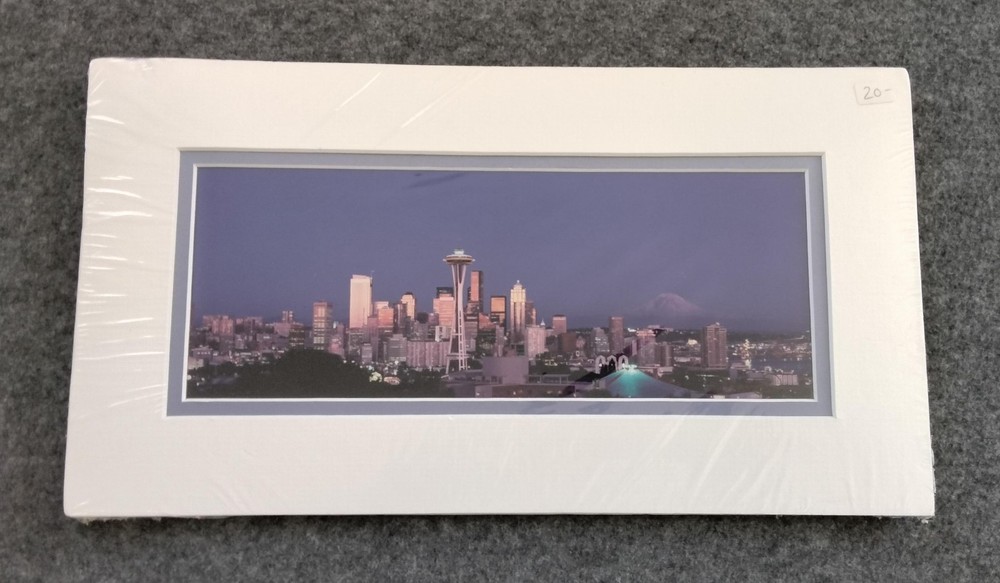Gary Davis Photo «Seattle at Night» mat board framed picture (size 13 x 7″)
