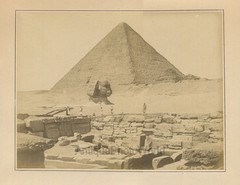 Men by Sphinx Pyramid antique albumen art photo by Beato Egypt