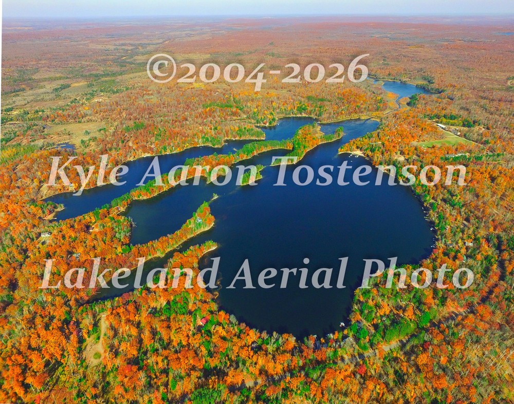 Sawyer Lake, Langlade Co. near Hollister, Wisc. Overhead Photo. Frame Optional.