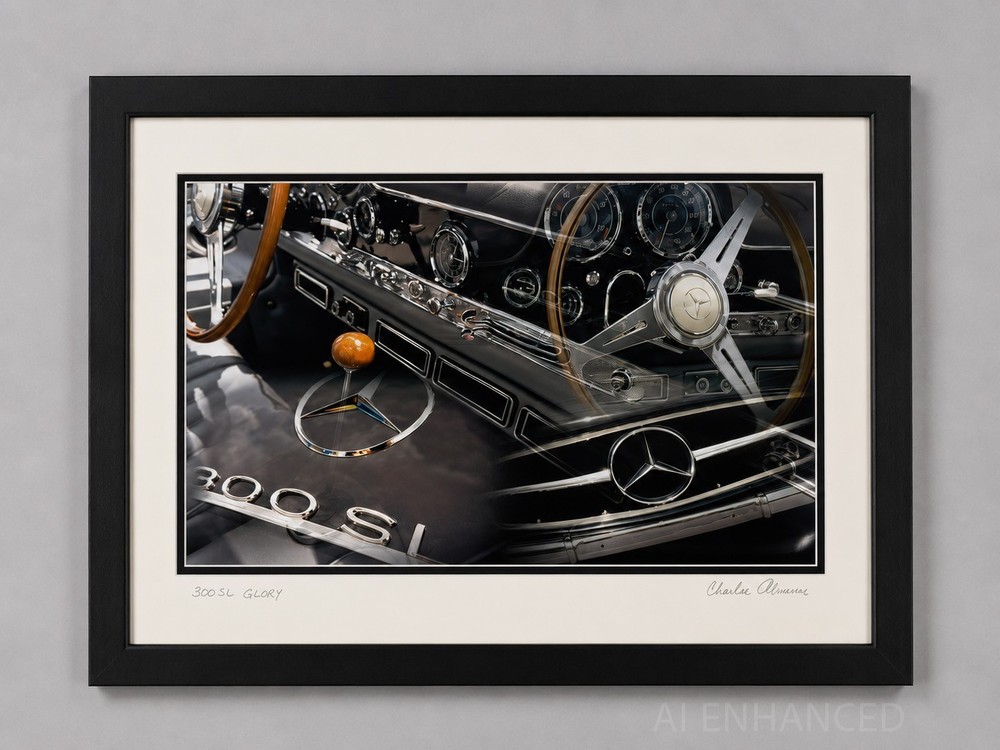 Framed Car Auto Fine Art Photographs Mercedes Jaguar Chevy Charles Abrams Signed