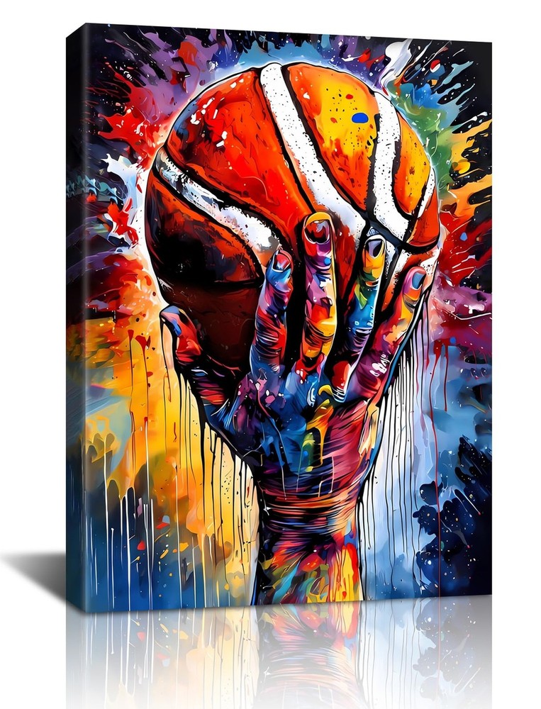 Framed Basketball Wall Art Prints,Color Graffiti Basketball Art Prints,Basket…