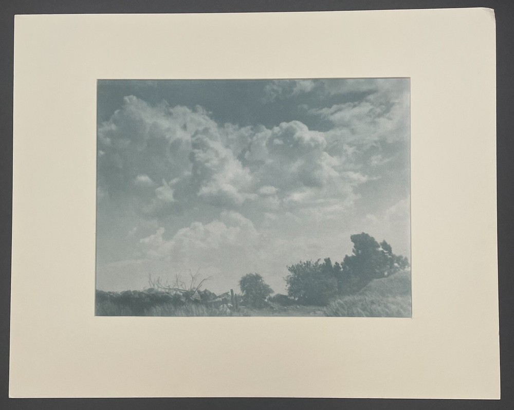 c1930 HERMAN LYTHGOE «Above the Hilltop’ Arts & Crafts CLOUDS Bromoil PHOTOGRAPH