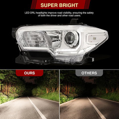 LED DRL Projector Headlights Lamps Housing Reflector Assembly Left Right Pair Co