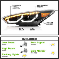 – for [Factory W/O LED DRL Model] 2015-2018 Ford Focus Black Sequential LED Tube