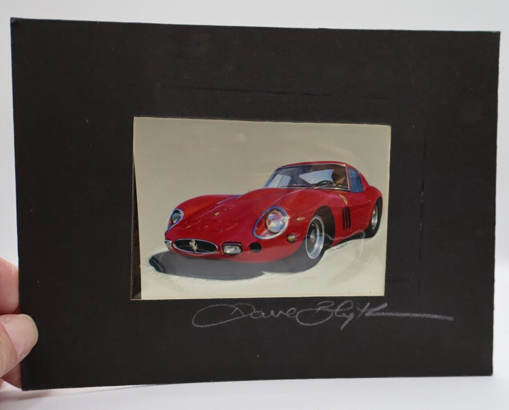 FERRARI 250 GTO PHOTO OF ORIGINAL ARTWORK BY DAVE BLYTH SIGNED BY ARTIST