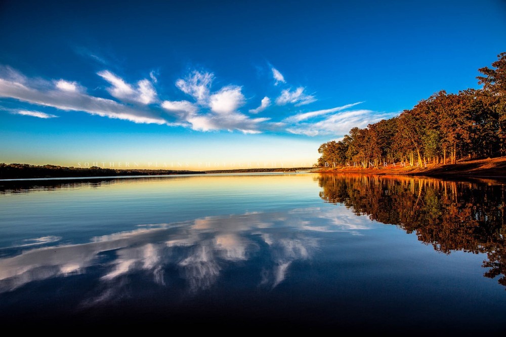 Lake Thunderbird Photography Print: Oklahoma Landscape Sky Reflection Photo