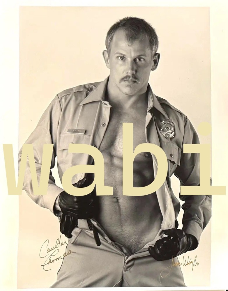 2x Signed Jim Wigler & Colt Thomas 11×14″ vtg Butch Cop Leather Man Gay Art Sale