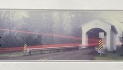 Lee Rentz «Time Travel 3» Covered Bridge Signed Photograph Art 2/450 Framed