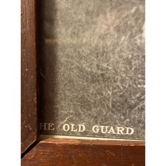 Antique b/w photo late 1800s Girl & Dog «The Old Guard» heavy old wood frame EVC