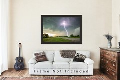 Storm Photography Print – Picture of Lightning Bolt on Stormy Day in Kansas
