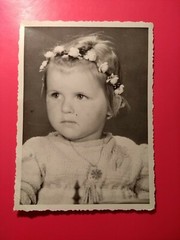 Alt Foto Portrait Mädchen Girls Mode Fashion Beauty nice old Photo flowers 1948