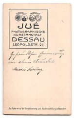 Photograph L. K. Jué, Dessau, Leopoldstrasse 27, portrait young lady with modern