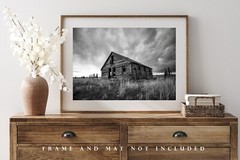 Rustic Photography Print – Black and White Picture of Old Homestead in Colorado