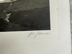 23x17cm on 42x32cm Beautiful Barite Photo Circa 1930 Mountains Signed Photo