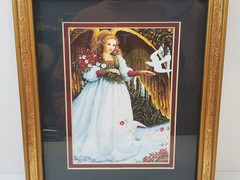 Vintage Messengers of Peace By Lynn Bywaters Interior Framed Picture Girl Angel