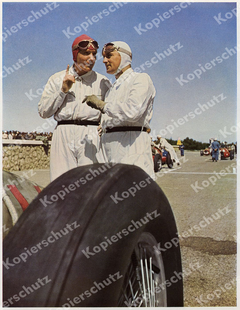 Farbfoto Brauchitsch Hermann Lang Mercedes Silberpfeile Rennsport Tripolis 1938