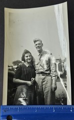 Vintage 1938 – 1942 Lot of 3 Black & White Photos Couple, A Guy & Lady on a Log