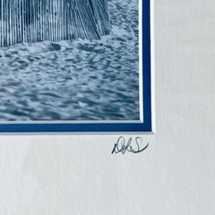 New Print Beach Fences on Dunes Black & White 8×10 Framed DLS Signed