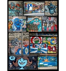 BRAZIL WALL GRAFFITI POSTER PRINT RIO DE JANEIRO COLLAGE STYLE 12×18