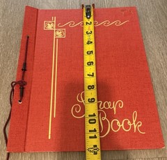 Mid‑Century Red Scrap Book • Gold Embossed Cover • Blank Beige Pages