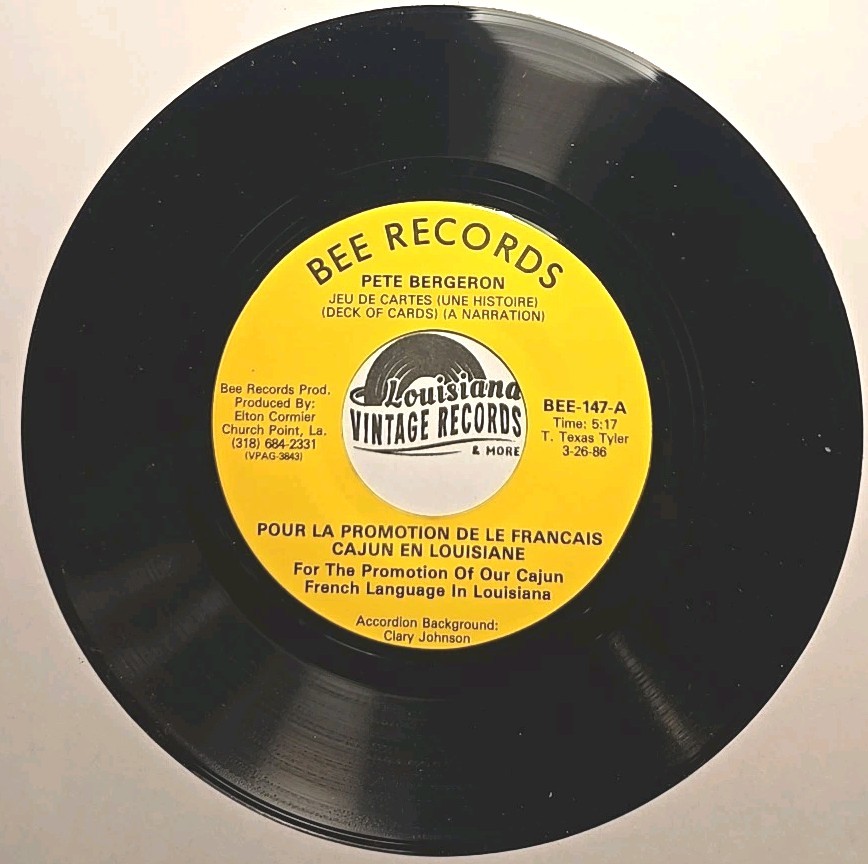 Louisiana Cajun 45 RPMpm NEW – MINT – PETE BERGERON / KERMIT VENABLE BEE -147