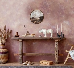 Vintage European Landscape Round Wall Art, Antique Country Landscape Waterpro…