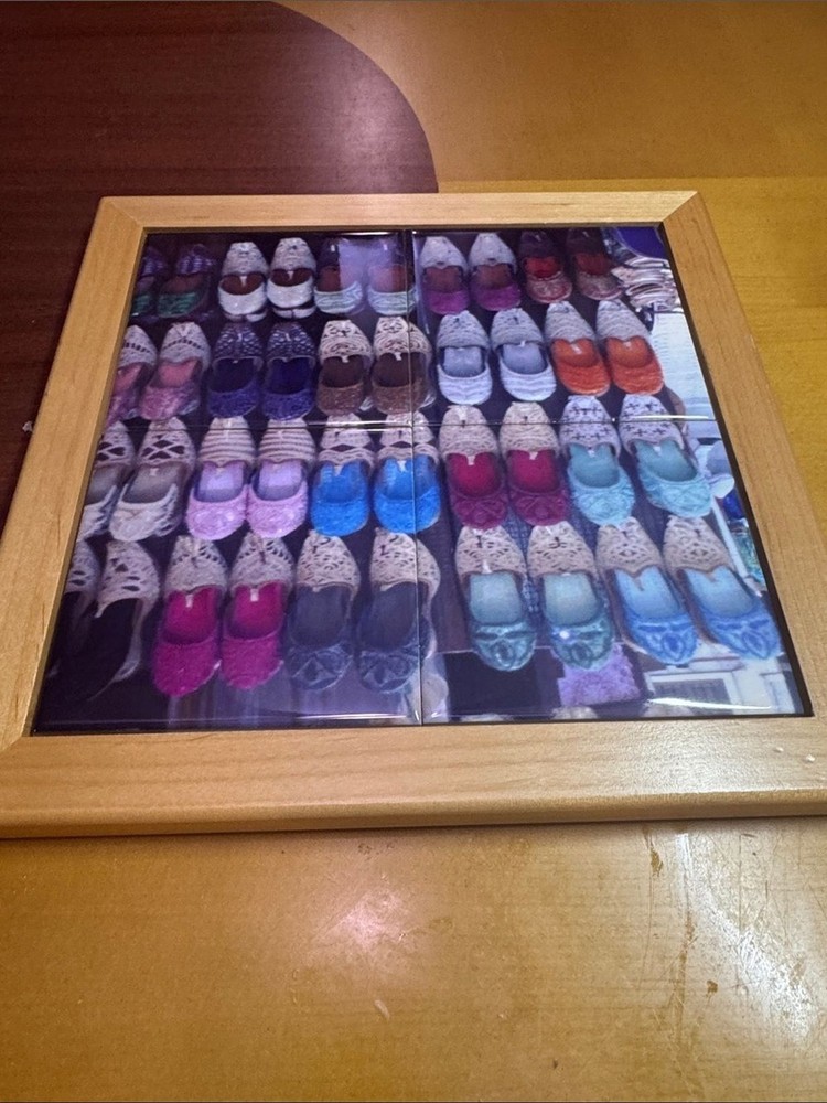 Tile trivet/wall hanging with traditional Turkish slippers