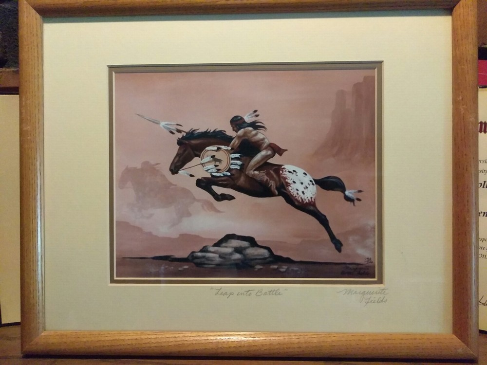 Indian Art- Marguerite Fields/Signed Lithograph «Leap Into Battle». 140/200