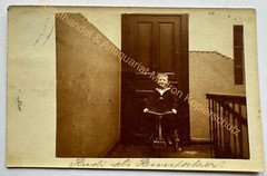 orig. Photo postcard photography child children around 1930 boy Hamburg pedal bike