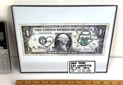 Keith Haring Signed Dollar Bill + Self Portrait Repro + POP SHOP Biz Card