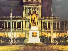 Framed Matted Photo of King Kamehameha With Ghost Warriors Hawaii Signed Sheer