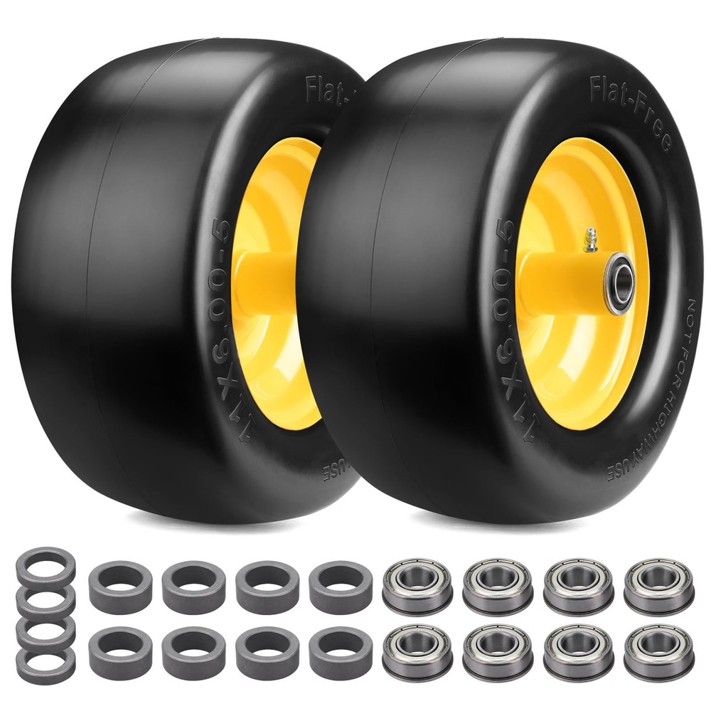 11×6.00-5 Flat Free Tire, 2 Pcs 11×6.00-5 Tires for Zero Turn Mower, 11×6-5 L…