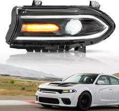 Halogen Headlight Assembly Replacement for 2015-2023 Dodge Charger | W/Led DRL L