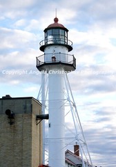 Original ACEO 2.5×3.5 in. photo art print WHITEFISH POINT LIGHTHOUSE WITH CLOUDS
