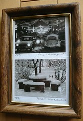 1970s 70s GERMAN MINIATURE PAIR PHOTOGRAPHS BLACK AND WHITE CITYSCAPE SNOW SCENE