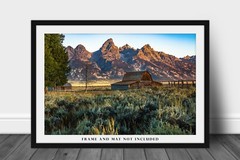 Western Wall Decor Art Print of Old Barn in Grand Teton National Park Wyoming