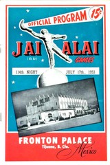 8 1/2 x 11″ COLOR PRINT JAI ALAI PROGRAM for TIJUANA MEXICO FRONTON PROGRAM 1953