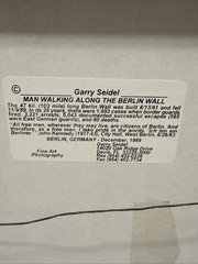 Garry Seidel Man Walking Along The Berlin Wall. December 1989 Signed Framed B&W