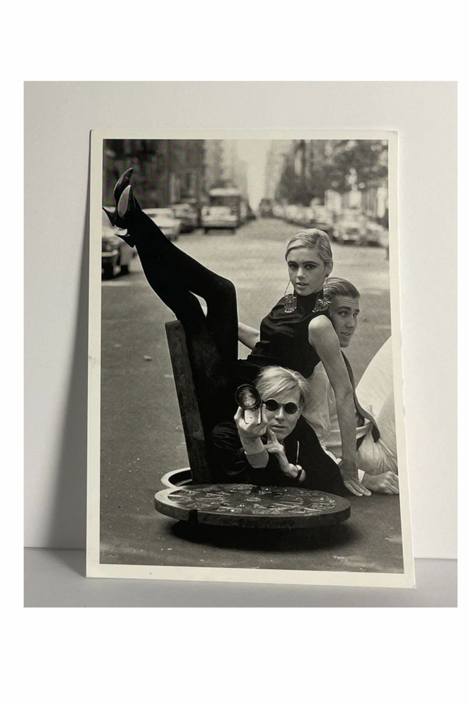 Andy Warhol, Edie Segwick,Chuck Wein blank postcard Burt Glinn Photo New York 65