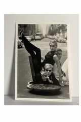 Andy Warhol, Edie Segwick,Chuck Wein blank postcard Burt Glinn Photo New York 65