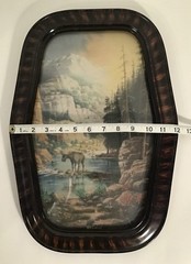 Antique W.A. Carson Wildlife Photograph Artwork Bubble Frame Moose Hunting