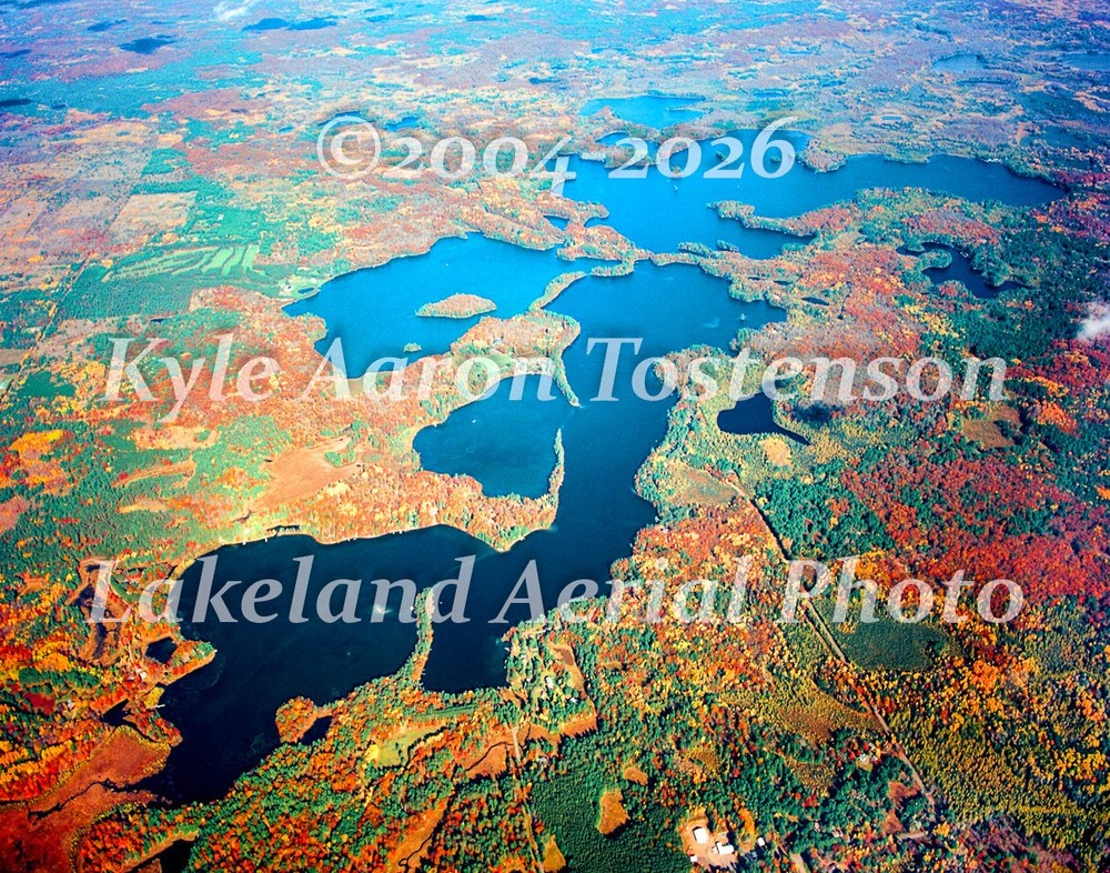 Spider Lake Chain, Sawyer Co., Hayward, Wisc., Overhead Photo. Frame Optional.
