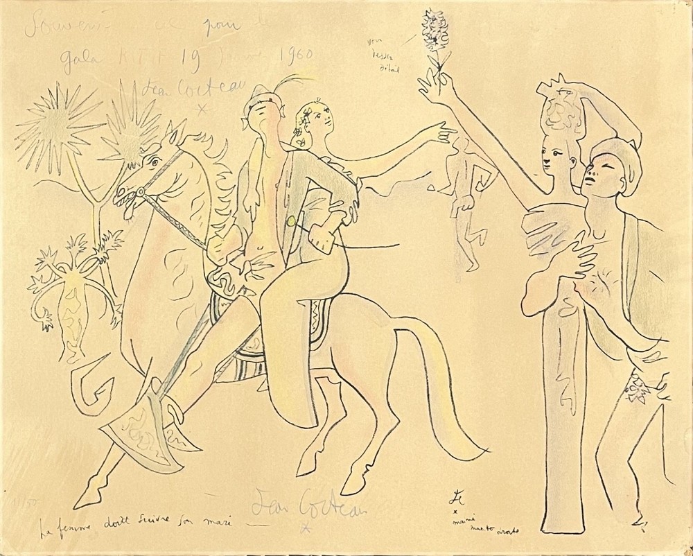 JEAN COCTEAU – THE WIFE MUST FOLLOW HER HUSBAND – LITHOGRAPH – 1958 – DEDICATION