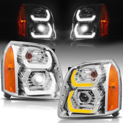 500% Brighter LED DRL Projector Headlight Assembly Compatible with 2007 2008 200
