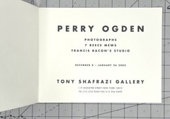 PERRY OGDEN – PHOTOGRAPHS – FRANCIS BACON’S STUDIO – Announcement Card