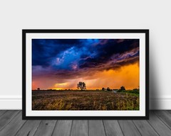 Storm photography print Iowa landscape wall art photo colorful sunset picture