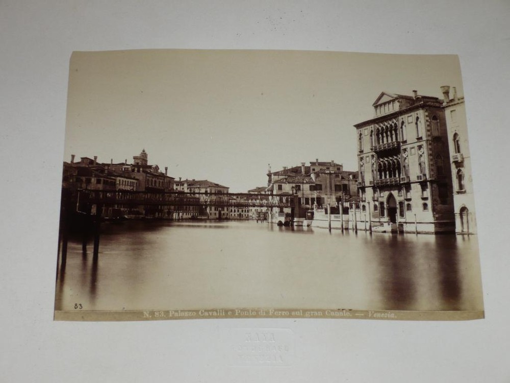 Naya / Venice Venezia 1870 Palazzo Cavalli Ponte Di Ferro Vintage Albumen Print